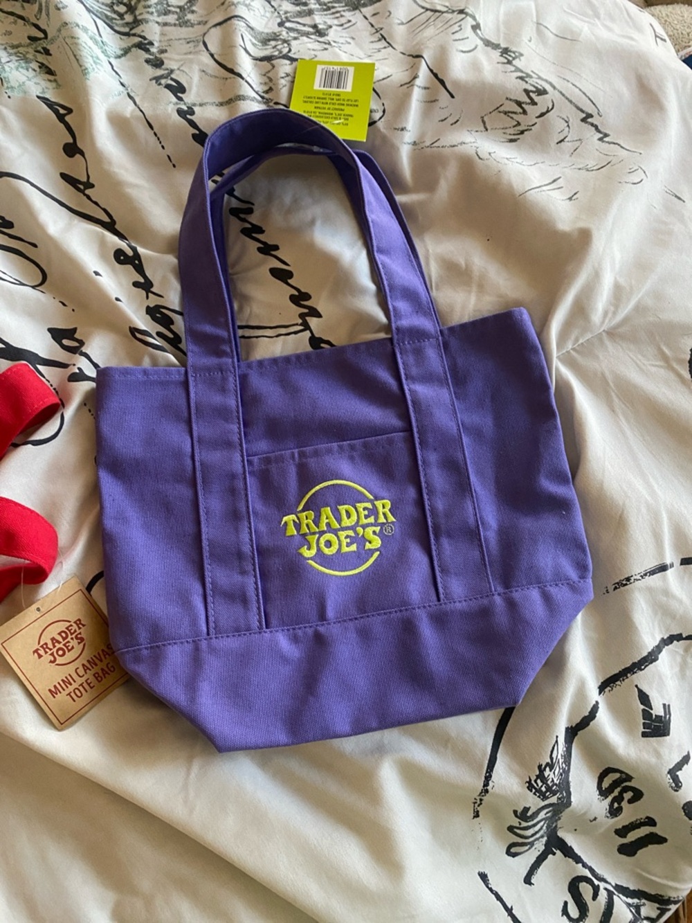 Purple Canvas Mini Tote Bag Trader Joe”s
